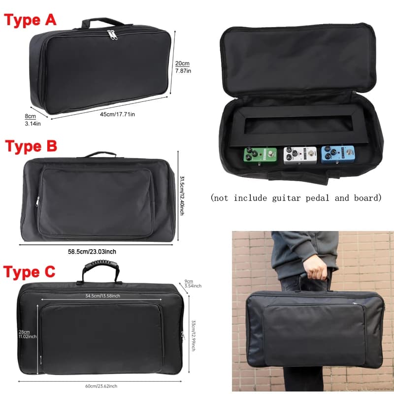 Housse de transport souple universelle pour pédalier d'effets de guitare portable, grand format, DIY, 58 x 33 x 10 cm