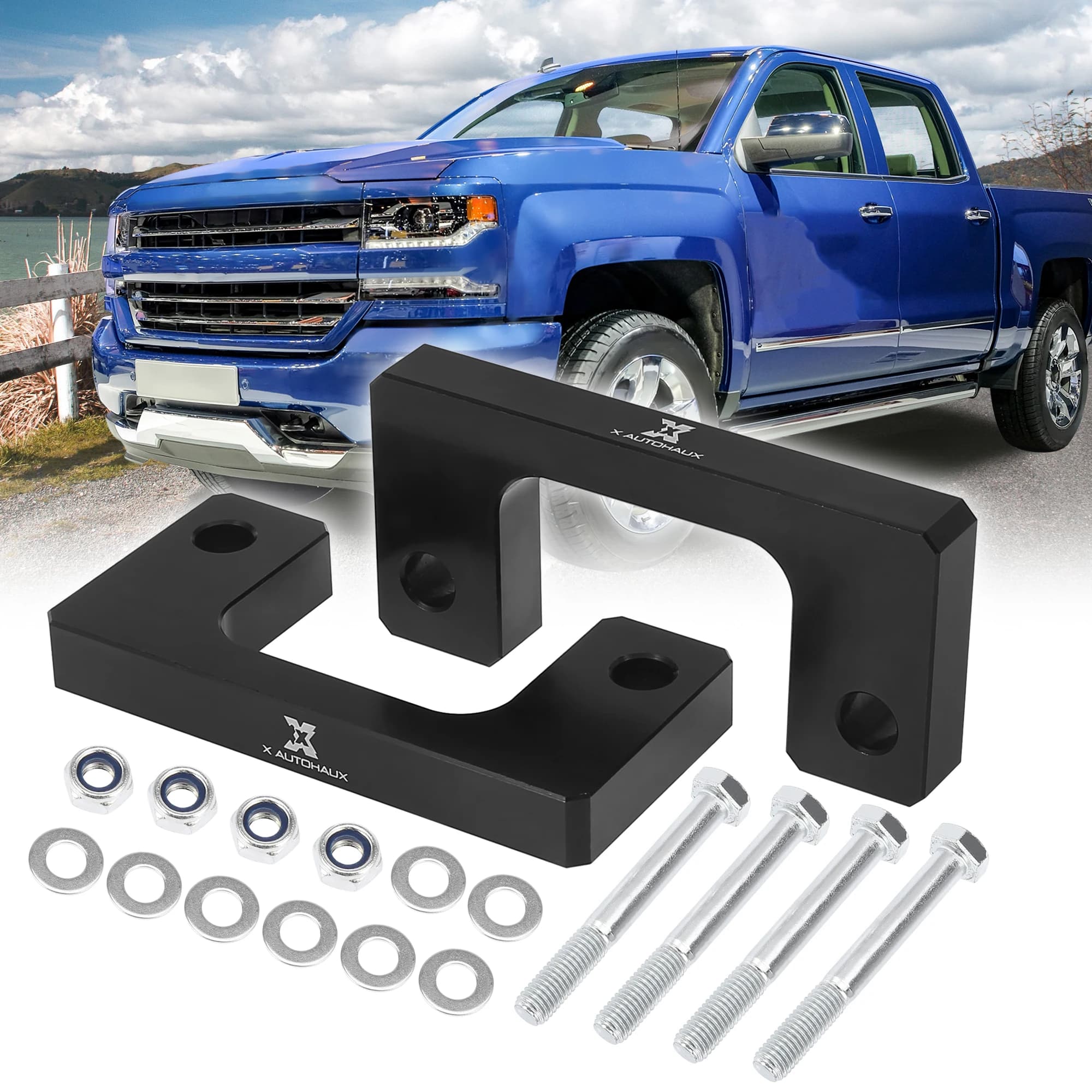Kit de rehausse de suspension avant X Autohaux 1 pouce avec entretoises de ressort pour Chevrolet Silverado 1500 et GMC Sierra 1500