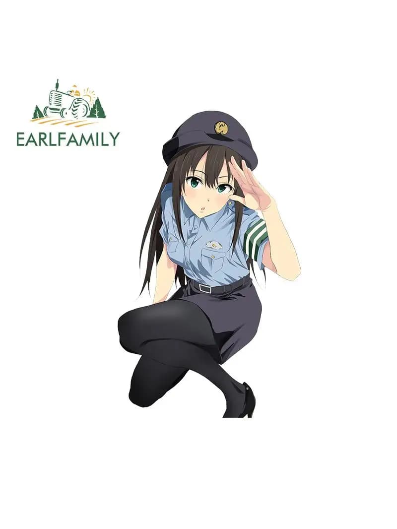 EARLFAMILY – autocollants de voiture en vinyle, 13cm x 7.8cm, pour fille de Police, camping-Car, pour fenêtre, dessin animé, camion étanche, anti-rayures