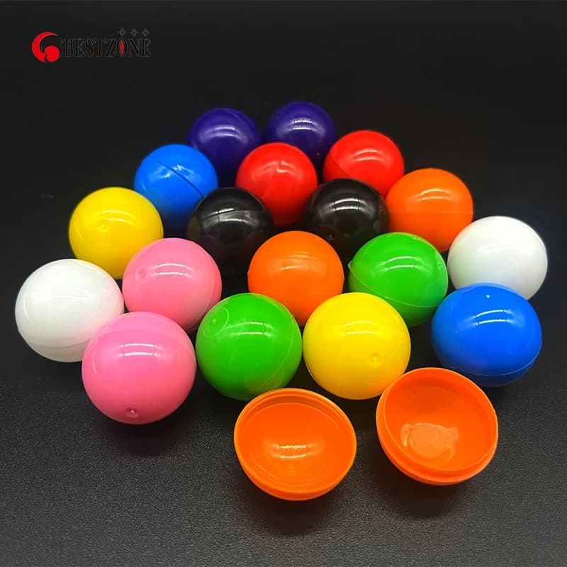 100 capsules vides en plastique de 32 mm (1,26 po) pour jouets, conteneurs colorés pour balles surprise, coquilles d'œufs torsadées pour distributeur de capsules