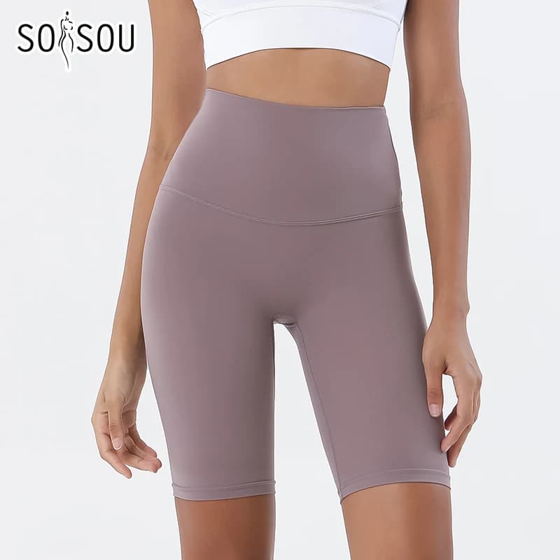 SOISOU-Short de yoga en nylon pour femme, taille haute, élastique, respirant, sans ligne en T, vêtements de fitness, 24 couleurs