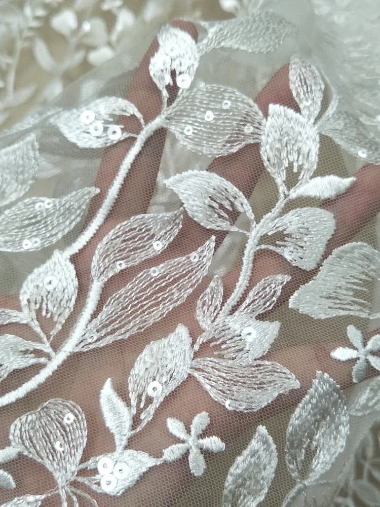 Robe de mariée en dentelle à la mode, robe de mariée, tissu à paillettes, vente par yard, 130cm de largeur