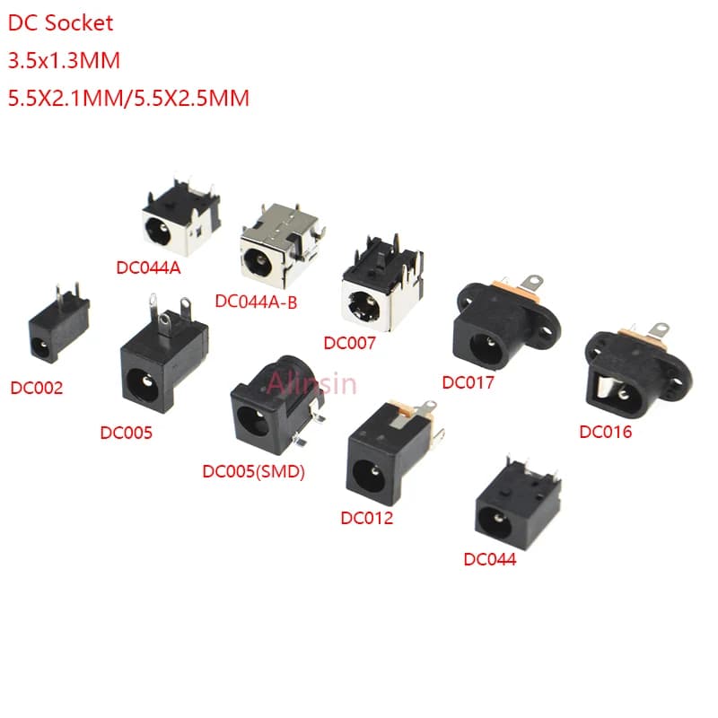10 prises de courant continu femelles DC005 5.5*2.1mm 5.5*2.5mm 3.5*1.35mm 5.5*2.1 5.5*2.5 3.5*1.3 DC-002/005/044/044a/017
