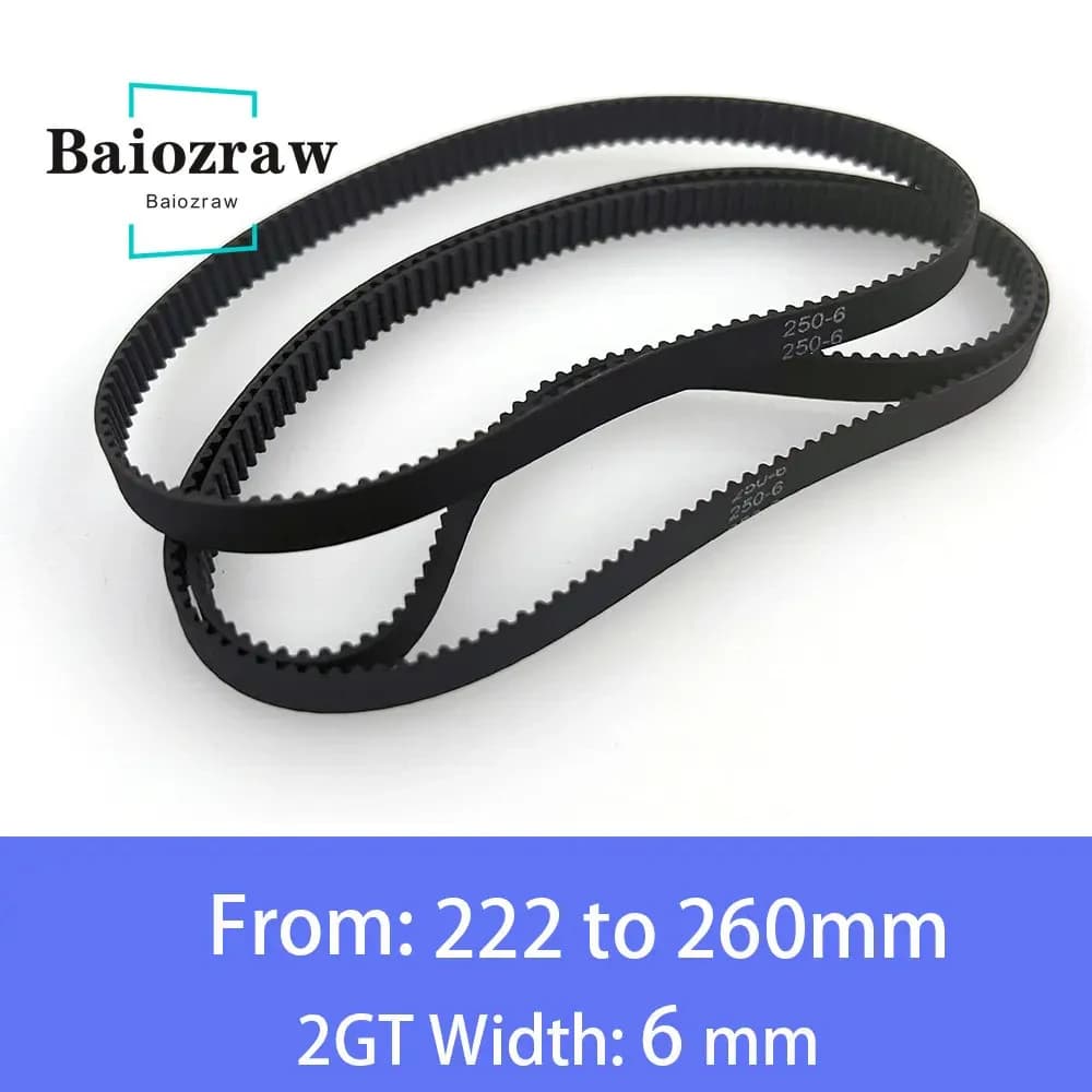 Courroie de synchronisation en caoutchouc pour imprimante 3D, 1 pièce, GT2 6mm, boucle fermée, 222 224 226 228 230 232 234 236 238 240 242 244 246 248mm