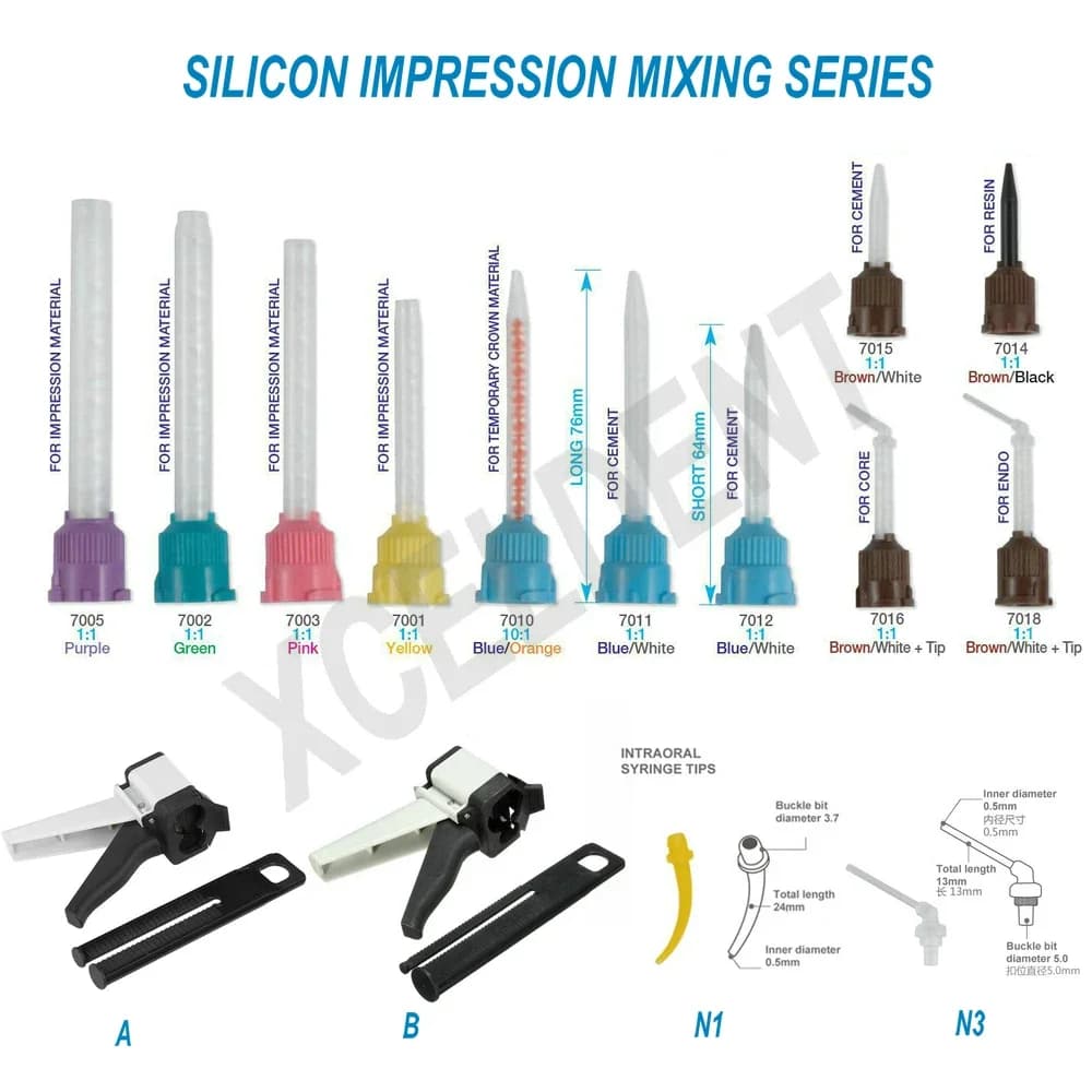 Embouts de mélange d'impression dentaire en Silicone, distributeur temporaire en caoutchouc de Silicone, tête de mélange, outils de dentiste, 50 pièces/paquet