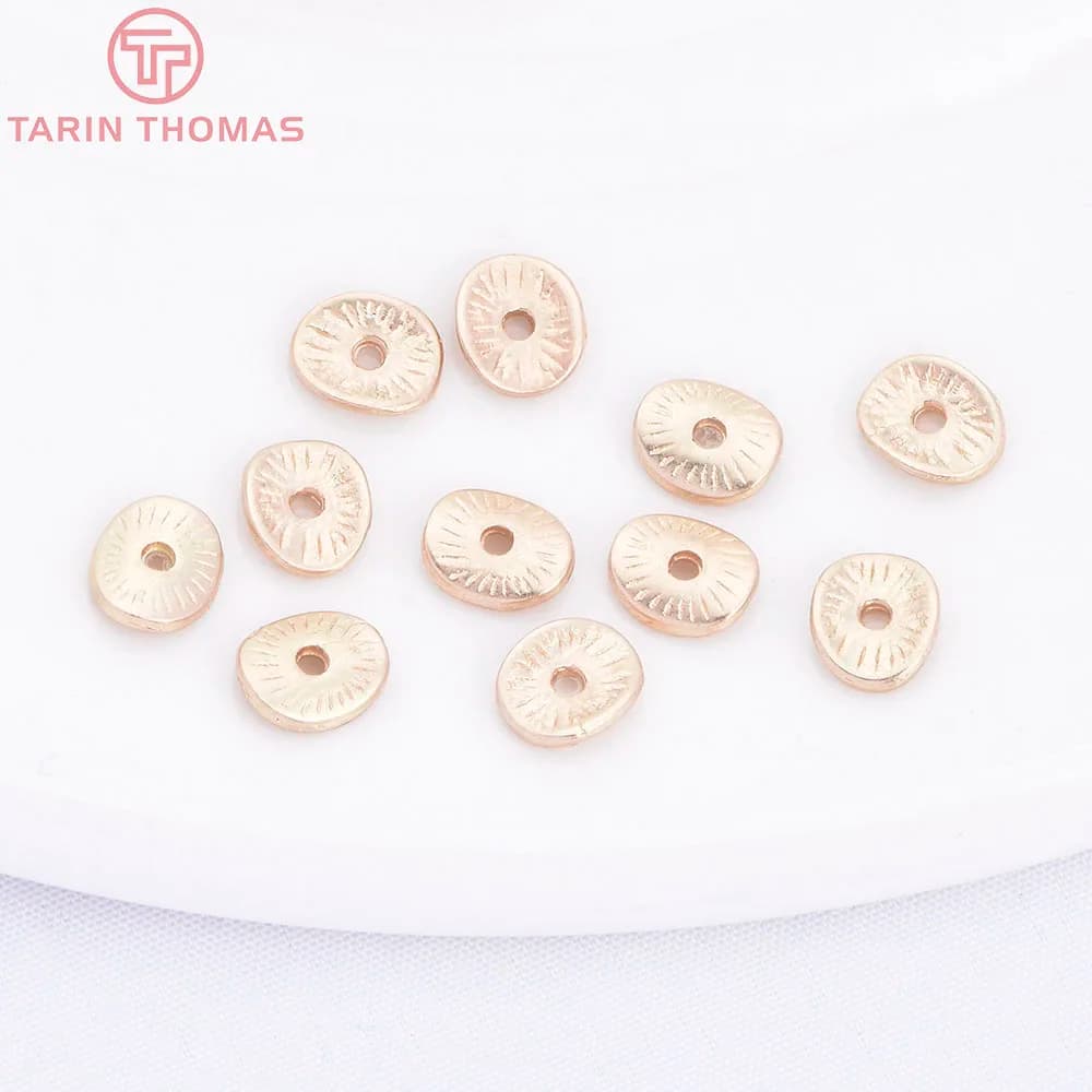 (3842) 200 PIÈCES Disques ronds ou courbés brossés en alliage de zinc couleur or 6*5MM, perles intercalaires, accessoires pour la fabrication de bijoux DIY