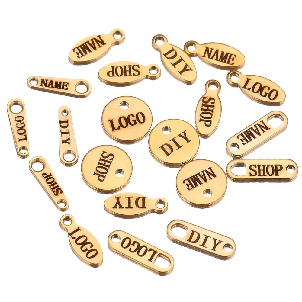 Collier personnalisé en acier inoxydable avec LOGO de nom gravé au Laser, extension de chaîne, étiquette de queue, bijoux, vente en gros, 50 pièces