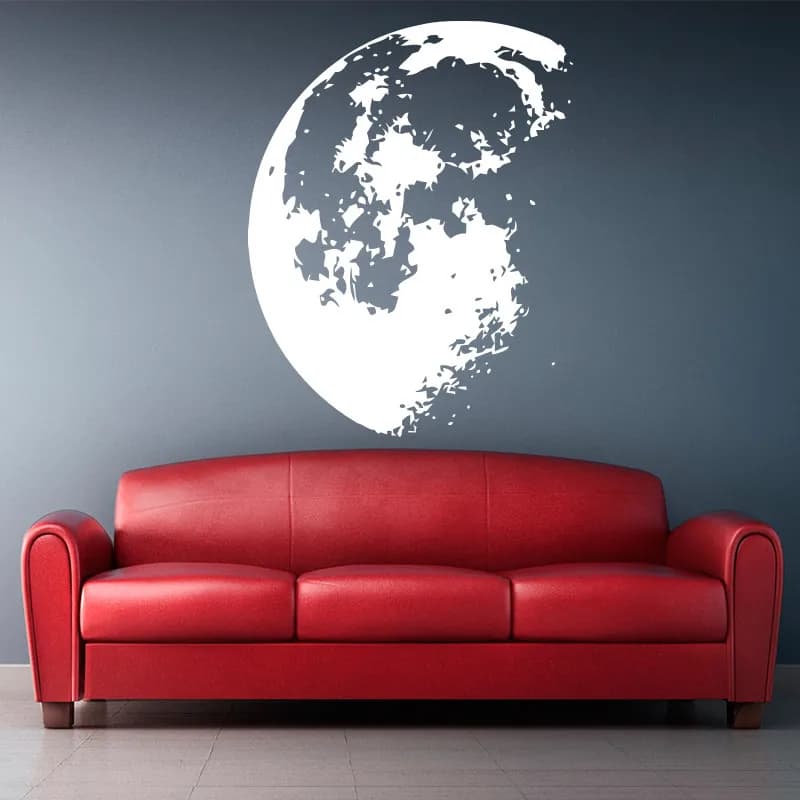 Autocollant Mural lune de l'espace, sparadrap muraux modernes en vinyle, décoration de maison amovible, Art Mural