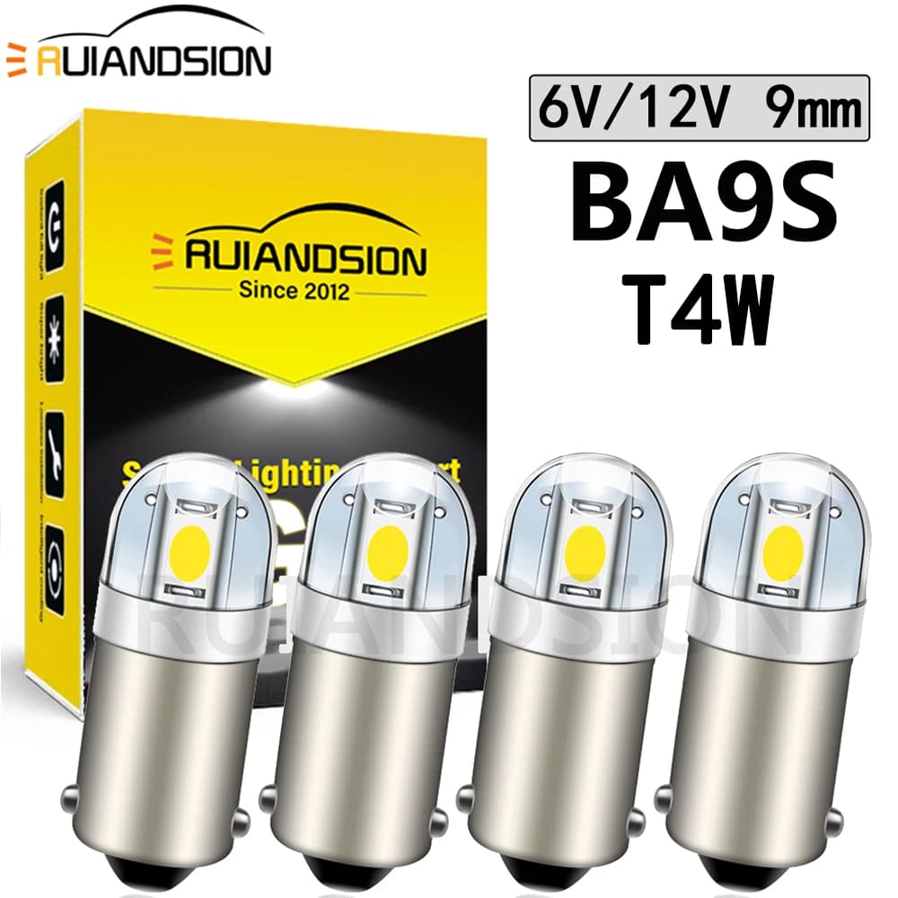 Ampoule LED Ruiandsion BA9S T4W 233 Wedge W5W 12V Super Lumineuse pour Voiture, Moto, Tableau de Bord, Voyant, Lampe de Lecture