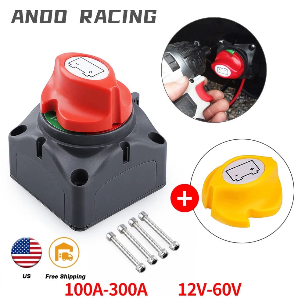 Joli de déconnexion de batterie marine, coupe-circuit de batterie, isolateur de sélecteur de batterie, coupe à distance, voiture, automobile, bateau, DC 12V-60V, 100A-300A, marche/arrêt