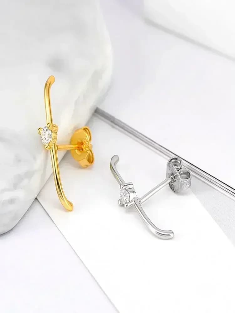 Boucles d'oreilles Cartilage en argent 925, clous d'oreilles en Zircon en forme de C, Piercing géométrique européen et américain pour femmes, bijoux