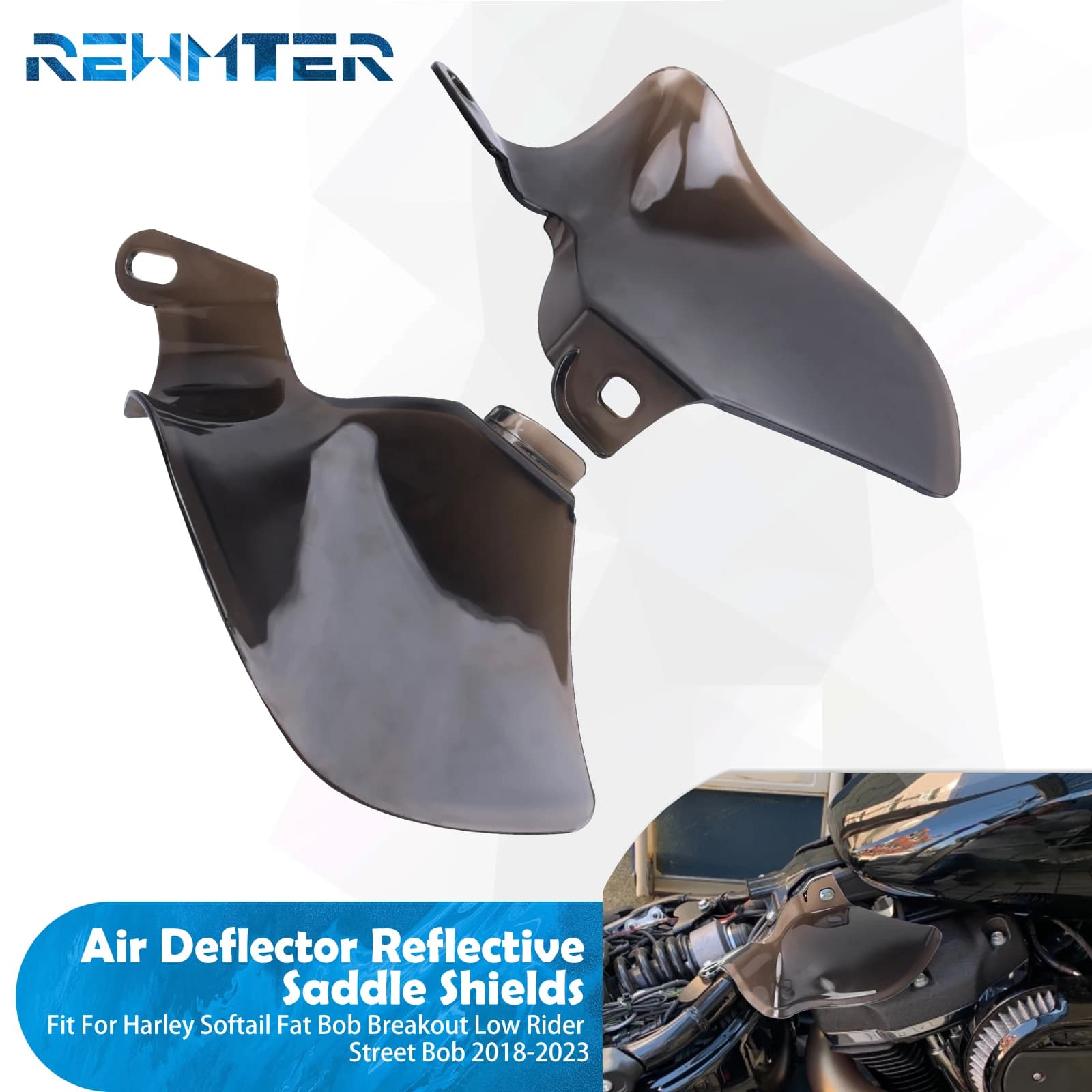 Bouclier de selle de moto réfléchissant, déflecteurs de chaleur d'air ABS pour Harley Softail Slim Breakout Fat Boy Street Bob FLSL FXBB 18-23