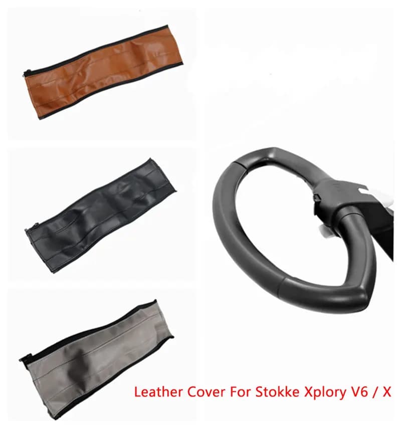 Housses de poignée en cuir Pu pour poussette Stokke Xplory V6/X, étuis de protection pour pare-chocs, housses d'accoudoir, accessoires pour poussettes de bébé