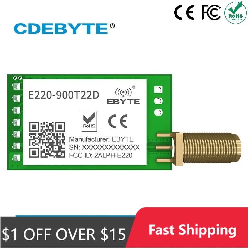 LoRa 868MHz 915MHz LLCC68 Module sans fil 22dBm longue portée 5km CDEBYTE E220-900T22D SMA-K UART RSSI émetteur récepteur DIP