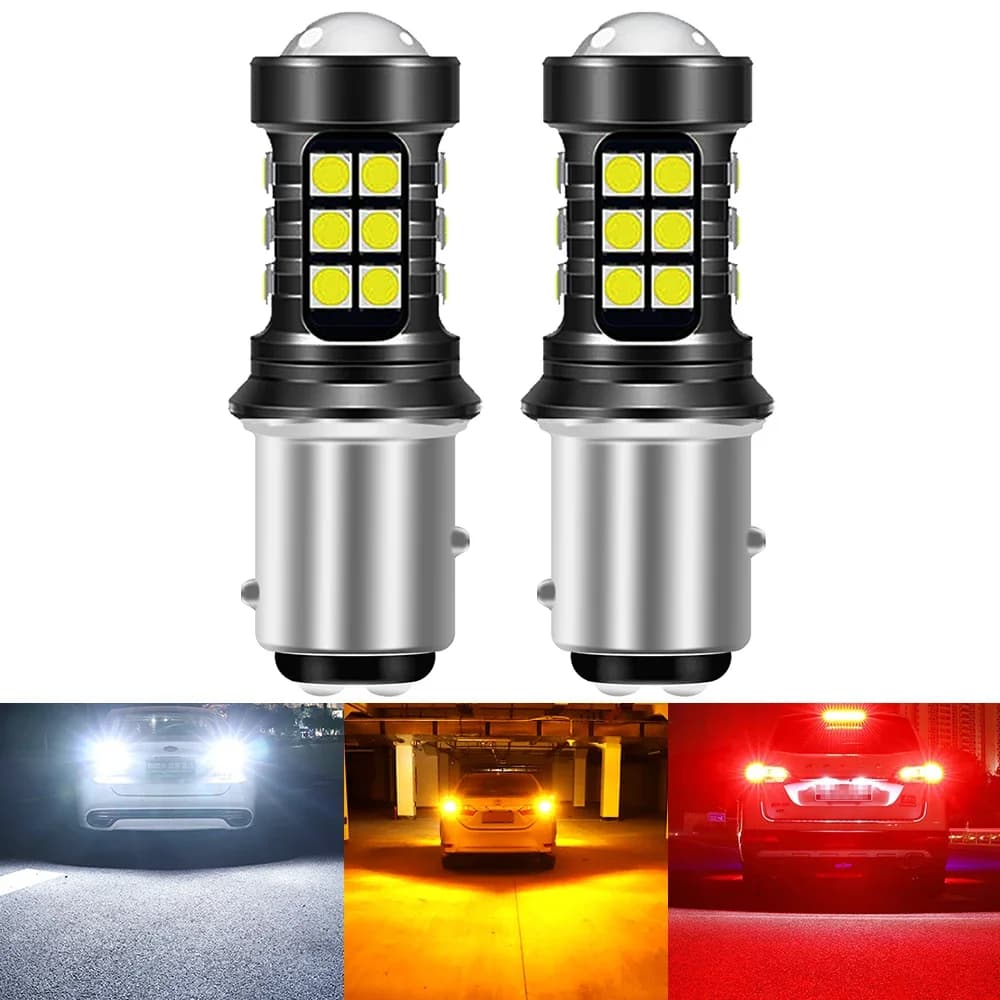 2X Ampoule LED P21W 1156 T20 W21/5W 7443 P21/5W 1800LM W21W pour voiture, 7440 BA15S BAY15D PY21W, lumière DRL automatique blanche, 1157, feu stop LED