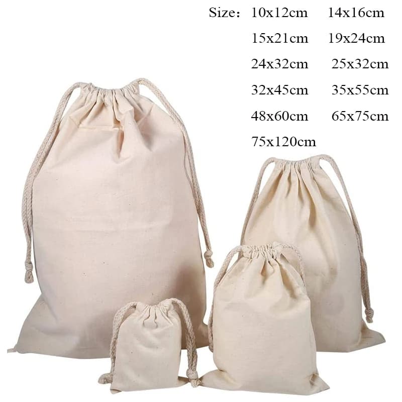 Sac à linge en toile de coton Extra Large, robuste, 75x120cm/65x75cm/48x60cm, rangement de plage