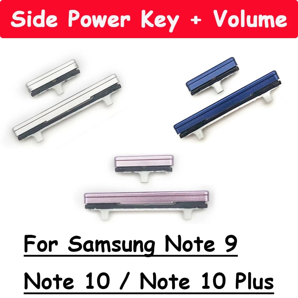 Bouton de commutation latéral de remplacement + bouton latéral de Volume haut et bas pour Samsung Note 9 10 Plus, pièce de clé de Volume