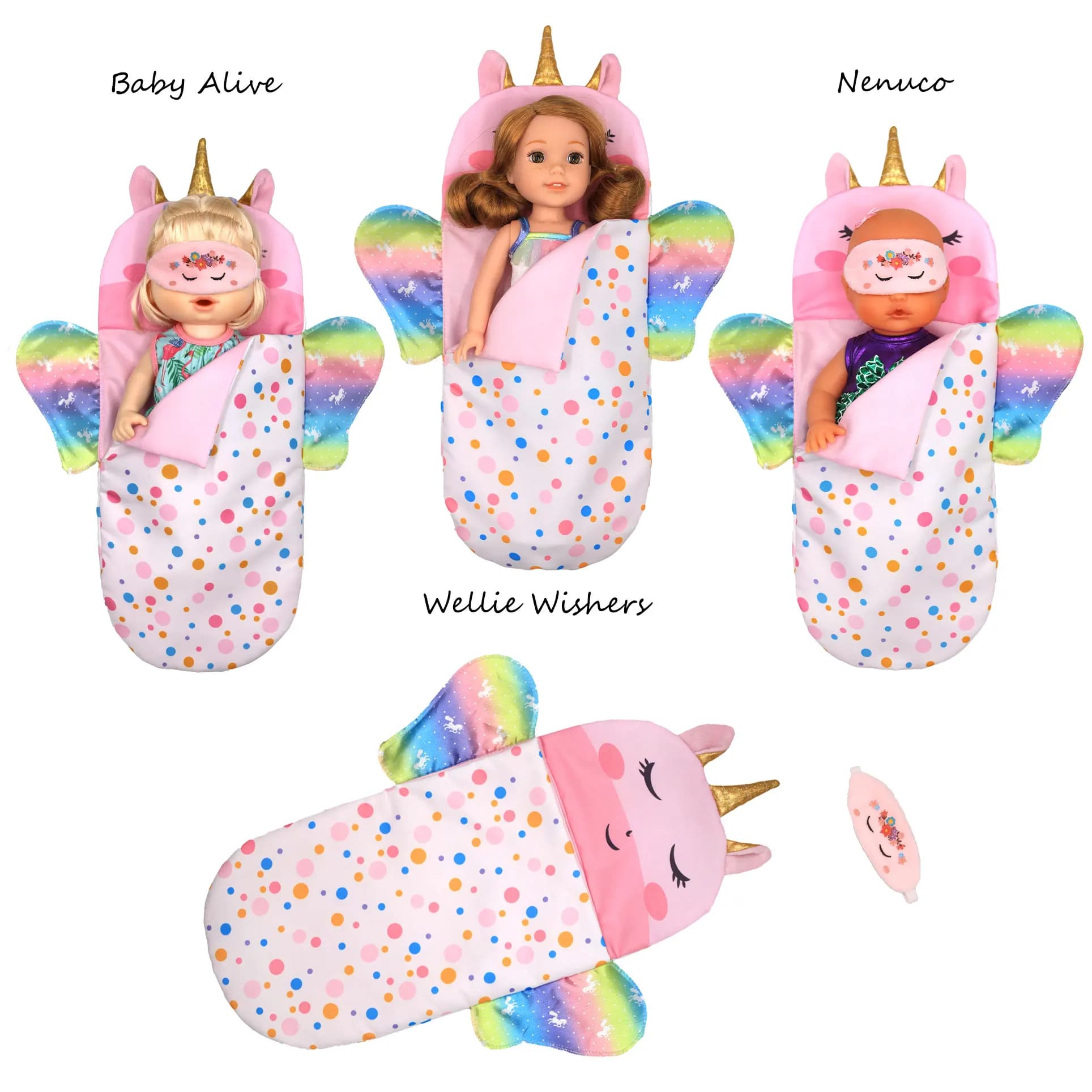 Sac de couchage pour poupée de 43cm, joli oreiller licorne de 17 à 18 pouces, accessoires pour nouveau-né, cadeau d'anniversaire pour fille américaine