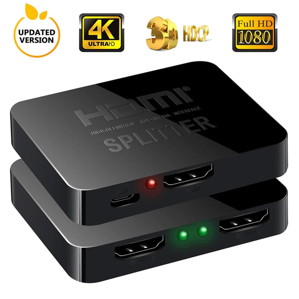 Répartiteur HDMI 1x4 1x2 4K, répartiteur de distributeur HDMI, amplificateur 1 en 4 sorties, répartiteur vidéo 1080P 1x2 pour PC, ordinateur portable, moniteur, projecteur