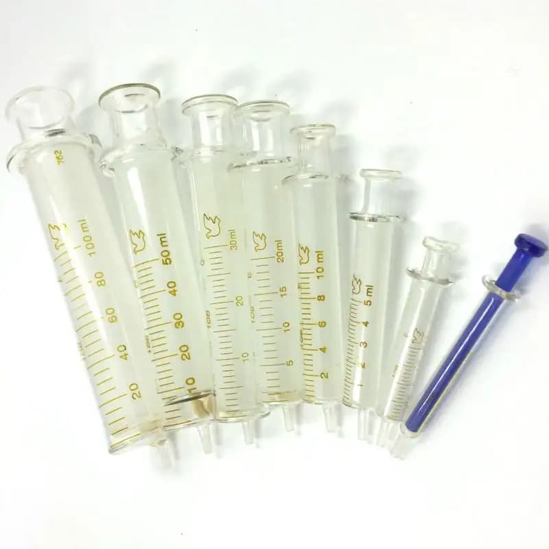 Seringue en verre réutilisable, extracteur d'échantillon de verre, injecteur de verre, 1ml, 2ml, 5ml, 10ml, 20ml, 30ml, 50ml, 100ml, 120ml