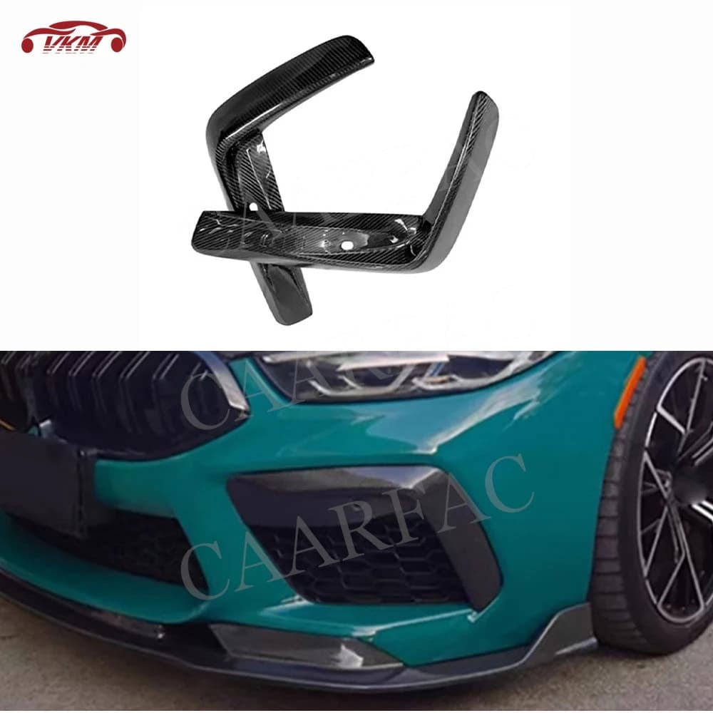 Bande décorative de calandre de pare-chocs avant en fibre de carbone sèche pour BMW M8 F91 F92 F93 2017-2023, kit carrosserie avec sourcils de phares antibrouillard avant en FRP
