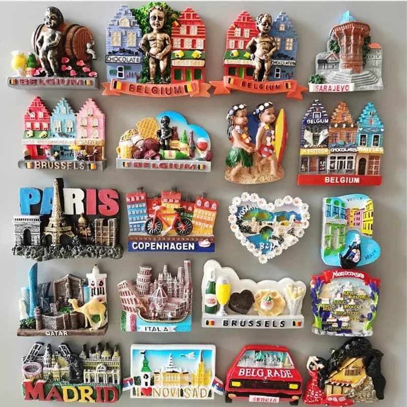 Aimants de réfrigérateur Souvenir Touristique, Autocollants, Décor, Bruxelles, Belgique, Sarajevo, Hawaï, Paris, Finlande, Bosnie, Mostar, Italie, Qatar, Écosse