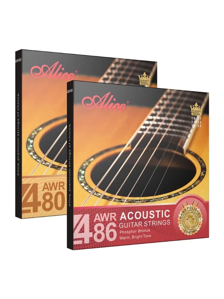 Cordes de guitare acoustique Alice AWR480 AWR486, revêtement nano multicouche, antirouille, longue durée de vie, noyau en acier hexagonal, 1ère à 6ème cordes