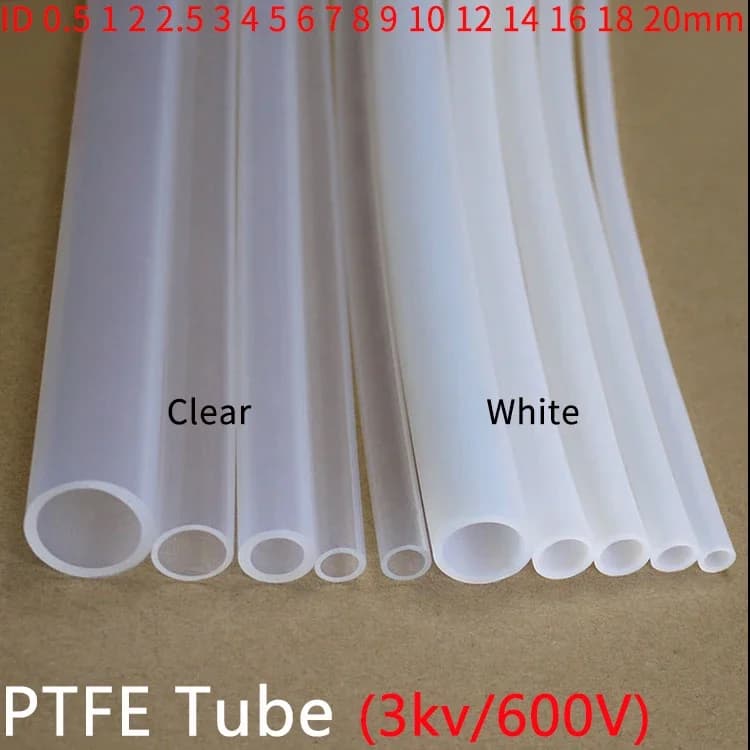Tube PTFE FEP ID 0.5 1 2 2.5 3 4 5 6 7 8 10 12 14 16 18 20mm, tuyau isolé, tuyau rigide, résistance à la température et à la Corrosion 600V
