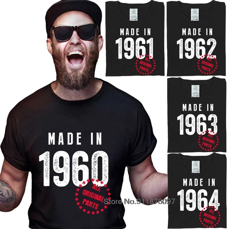 T-Shirt manches courtes pour homme, streetwear, estival et humoristique, en coton, imprimé, grande taille, pour papa, 1960, 1961, 1962, 1963, 1964