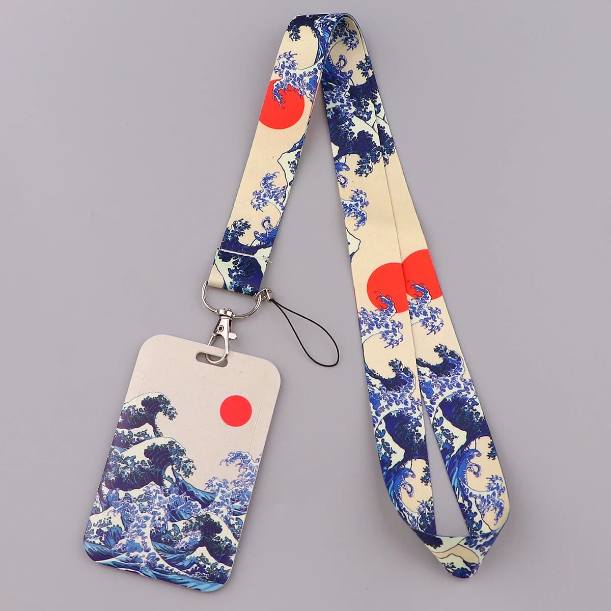 ER511 vagues bleues peinture Art boucle lanière carte de crédit porte-carte d'identité sac étudiant voyage banque Bus carte de visite couverture Badge