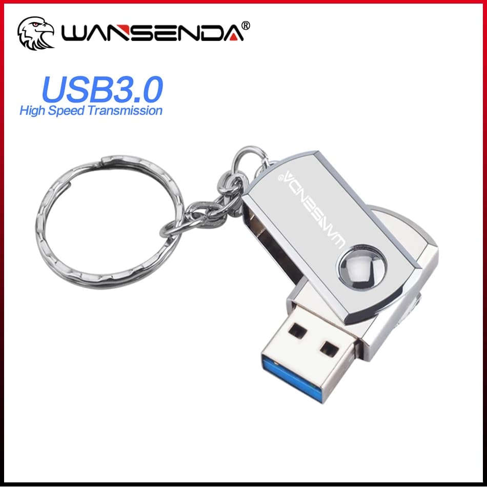 Wansenda – clé USB 3.0 en métal, support à mémoire de 8GB 16GB 32GB 64GB 256GB 128GB, lecteur Flash en acier inoxydable