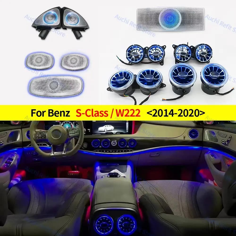 Haut-parleur rotatif 3D à LED 7/64 couleurs, Turbo ventilation de climatisation, pour mercedes-benz classe S W222 S400 S450 S320 S350