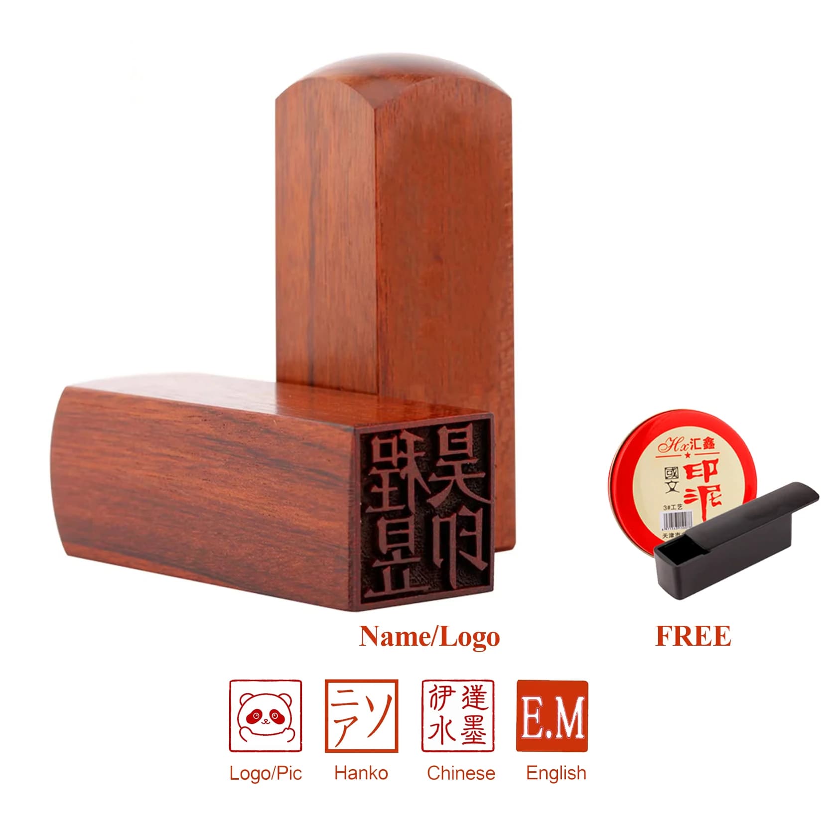 Tampons Hanko personnalisés en bois, fait main, sceau carré personnalisé, chinois, japonais, anglais, cadeau