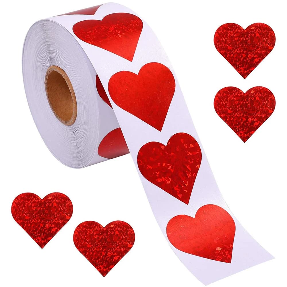 Étiquettes autocollantes en forme de cœur rouge, 50 à 500 pièces, pour emballage en papier pour la saint-valentin, sac de dragées de bonbons, boîte-cadeau, sac d'emballage pour mariage