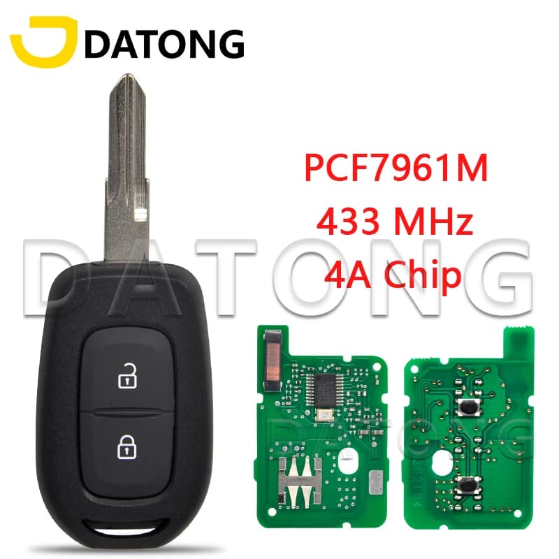Datong World – clé télécommande de voiture à 2 boutons, 4A, 433MHz, avec lame VAC102, pour Renault Sandero Logan Lodgy Dokker Dacia Duster