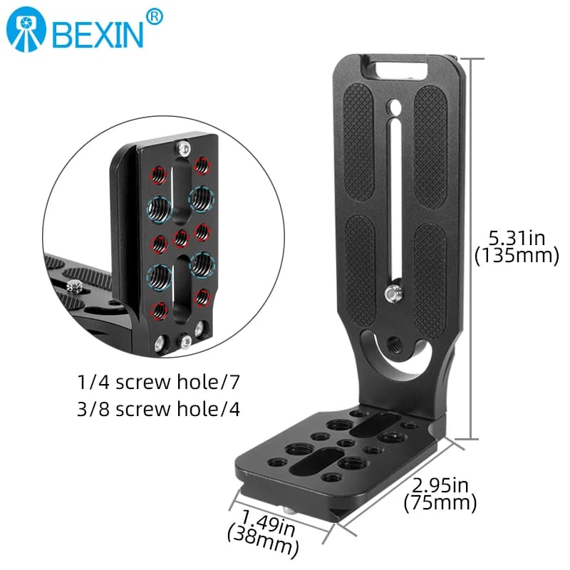 BEXIN L130-50C caméra universelle pliable support en L prise de vue plaque en L à dégagement rapide 1/4 pouces vis Compatible Arca Swiss vidéo verticale
