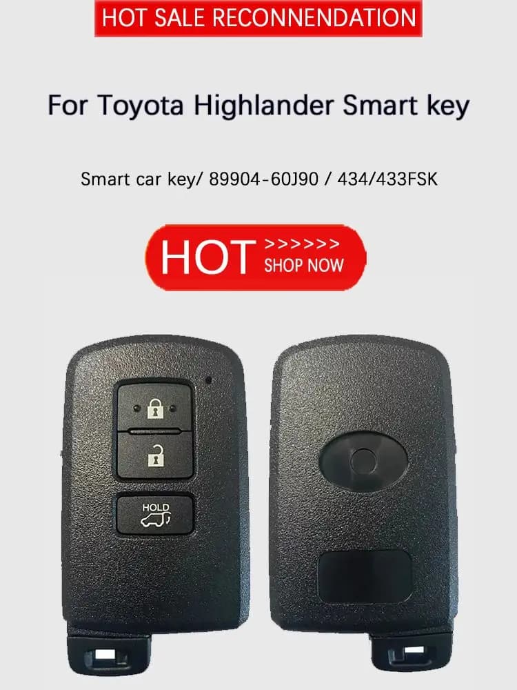 Clé intelligente à 3 boutons pour Toyota Highlander, pièce sans clé, CN007164, marché secondaire, 434MHz, FCCID, BH1EW, TOKAI, RIKA, 89904-60J90