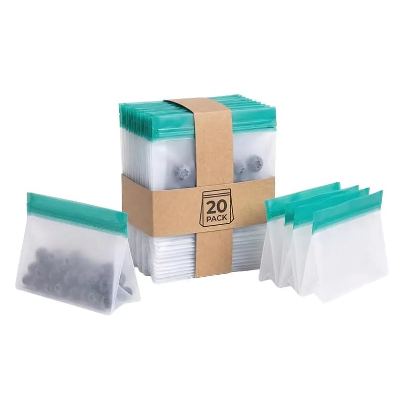 Sac alimentaire en PEVA réutilisable pour congélateur, sac de rangement des aliments debout, sac en silicone étanche, sacs à fermeture fraîche sans BPA, cuisine supérieure, évaluation