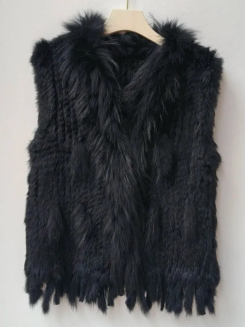 2025 automne tricoté réel lapin fourrure gilet femmes chaud hiver véritable fourrure Gilets femme casual véritable fourrure gilet