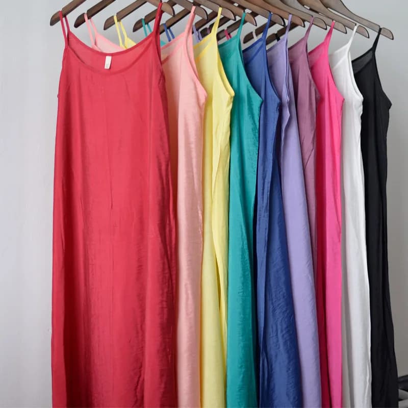Sous-robe à bretelles spaghetti pour femme, jupon en coton, chemise de niche, longue, camisoles complètes, été