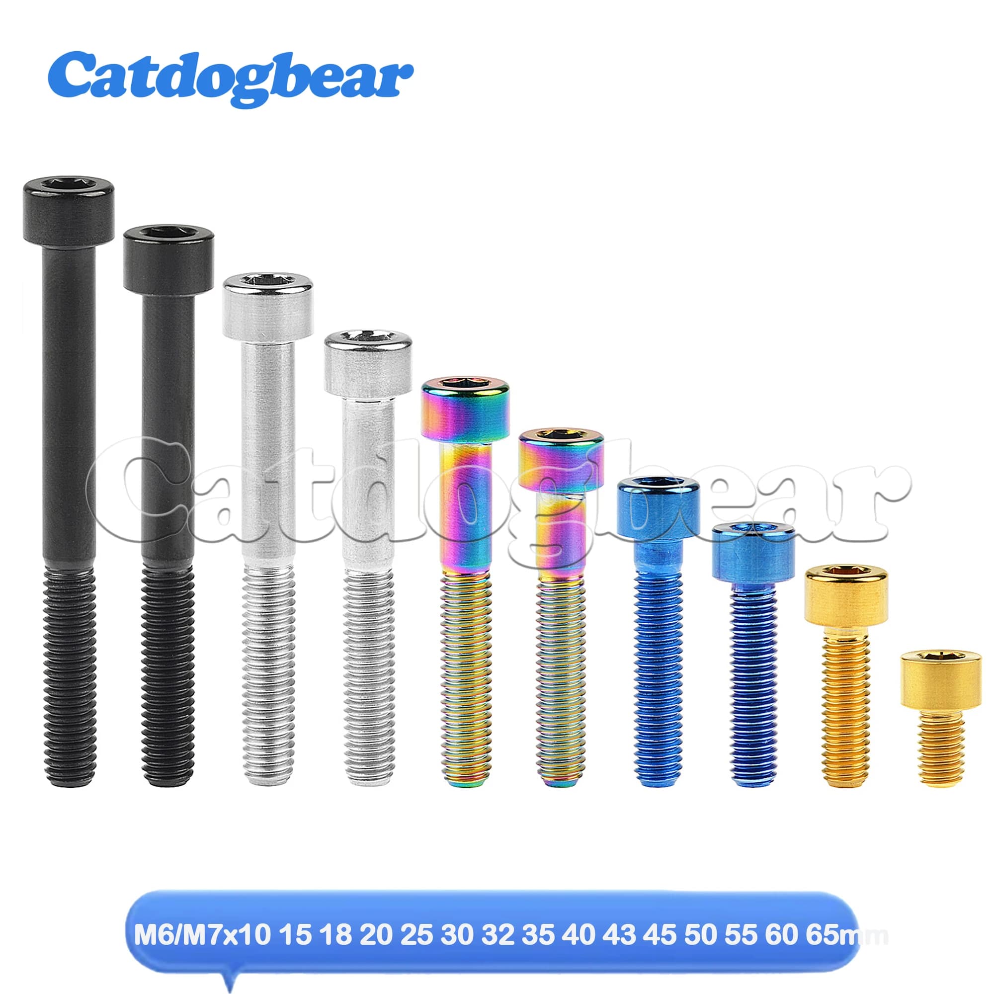 Catdogbear boulon en titane M6/M7x10 15 18 20 25 30 32 35 40 43 45 50 55 60 65mm vis à tête hexagonale Allen pour attaches de vélo