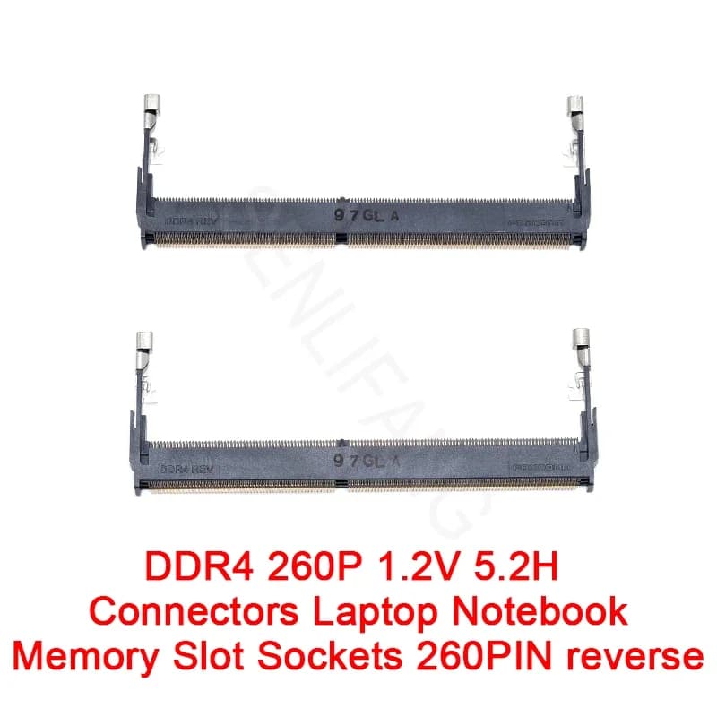 Connecteurs DDR4 260P 1.2V 5.2H pour ordinateur portable, prises de fente mémoire 260 broches inversées (2 pièces)