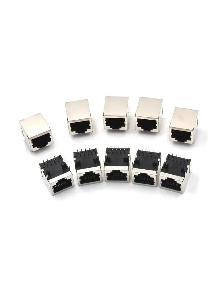 Connecteurs à souder PCB RJ45 Ethernet à Angle droit 8P8C, Port réseau unique, prise femelle, vente en gros, 10 pièces