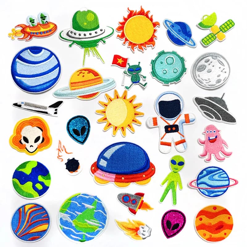 ALIEN UFO Rocket – patchs de broderie pour T-Shirt, fer sur vêtements, autocollants pour Jeans, Badges, Parche, vaisseau spatial Star Sun, DIY bricolage