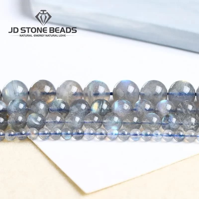 Perles d'espacement rondes et amples en pierre de lune, Labradorite grise naturelle de haute qualité pour la fabrication de bijoux, accessoires de Bracelet et de collier