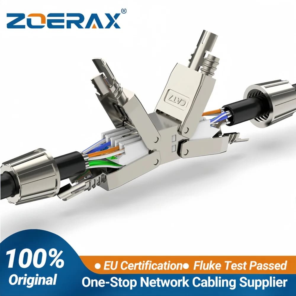 Boîtier de connexion/adaptateur de jonction ZoeRax Cat6A Cat7 pour câble RJ45, connecteur d'extension de câble LAN blindé intégral sans outil