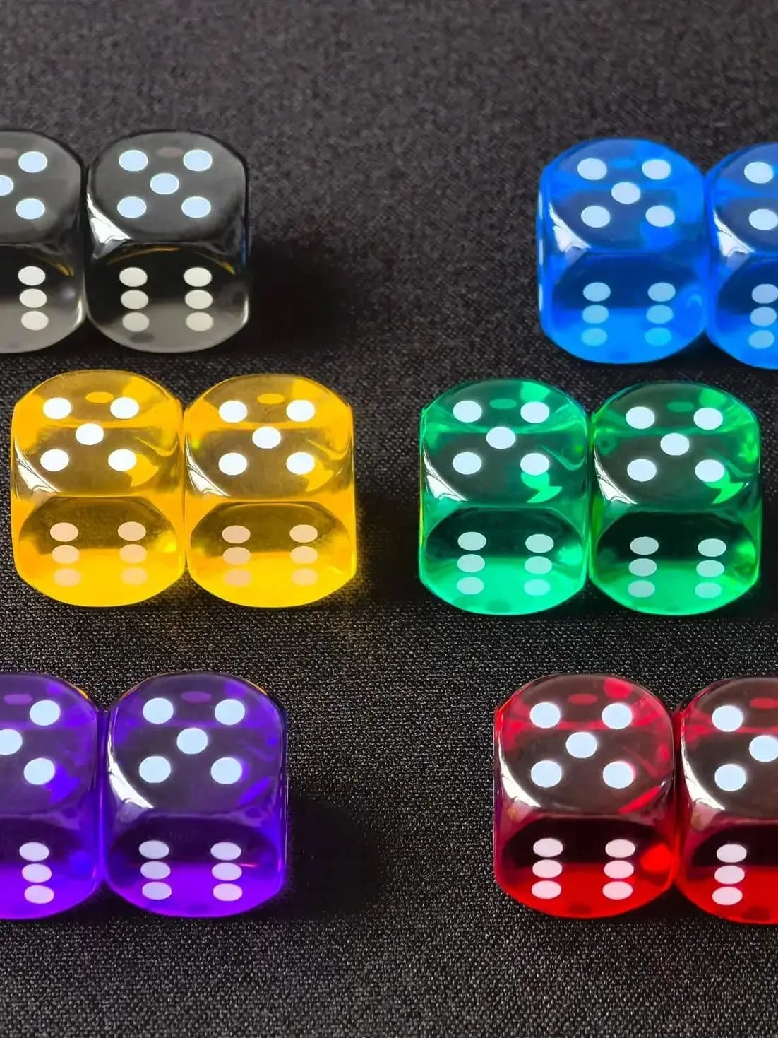14.5MM Précision D'impression Dés Couleurs Translucides 0.57 pouces, 6 pièces Ensemble