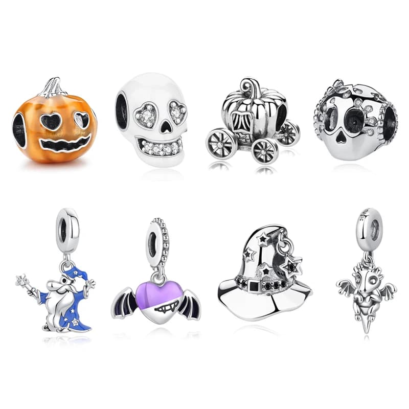 Breloques en argent Sterling 925, crâne Original, citrouille, Dragon, perles d'halloween, adaptées aux Bracelets de marque, colliers, bijoux à faire soi-même pour femmes