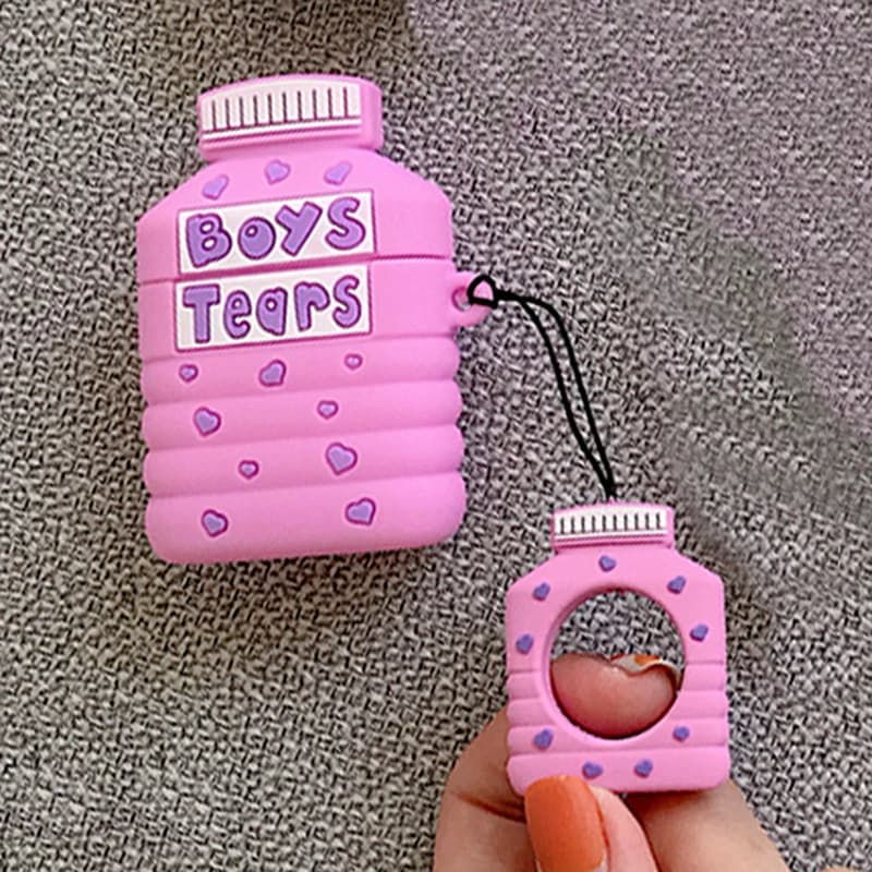 Étui AirPods 1/2 avec sangle de doigt pour garçons, dessin animé mignon, étuis pour écouteurs en larmes, housse de protection