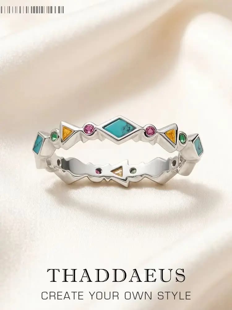 Bague pierres colorées paradisques, Turquoise européenne, bijoux fins en argent Sterling 925 pour femmes, tout nouveau cadeau bohème d'été